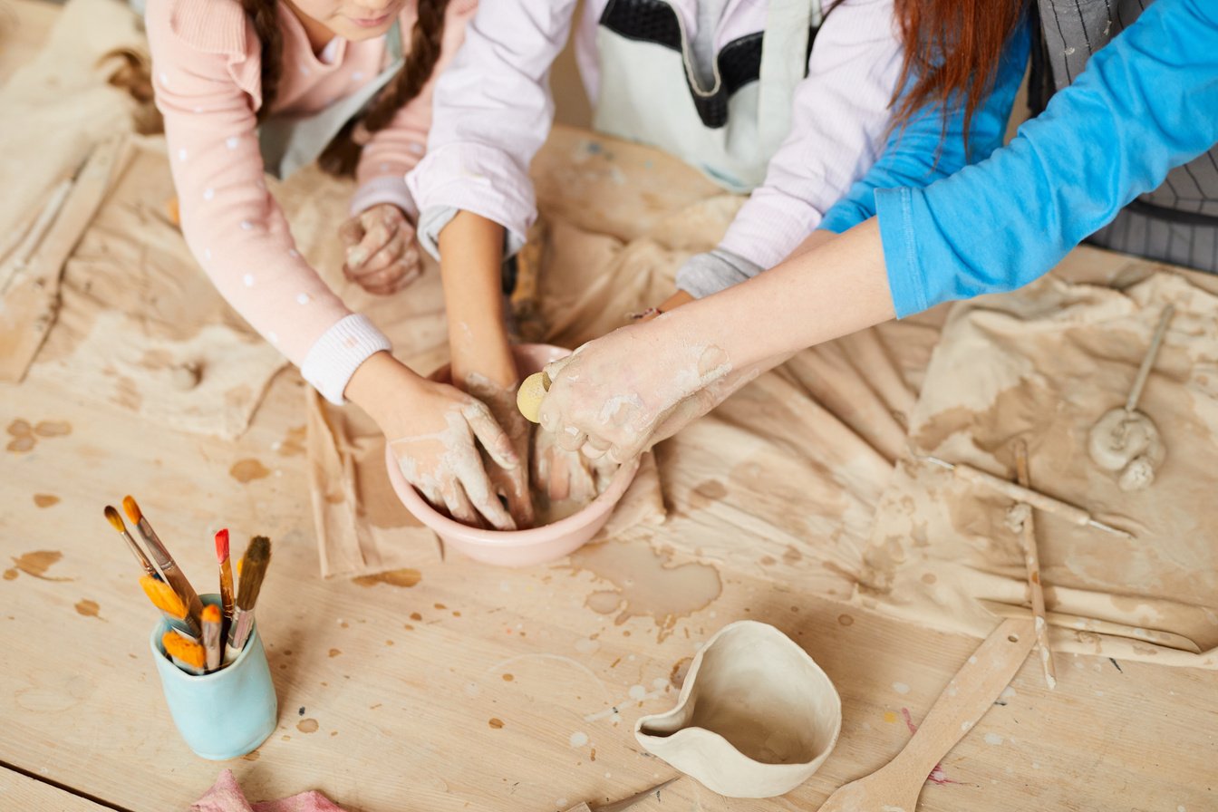 Kids in Pottery Workshop